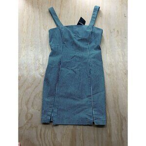 NWT Forever 21 Pinstriped Denim Mini Dress Size Medium Overalls